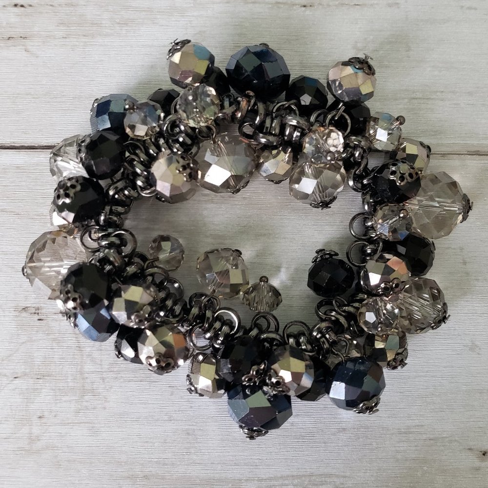 LAST CHANCE! Gunmetal Gray Metallic Crystal Stretch Bracelet